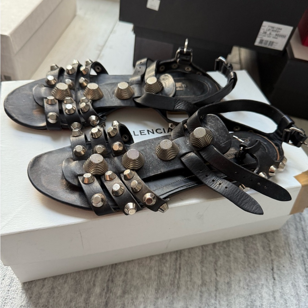 Balenciaga Black Studded Sandals